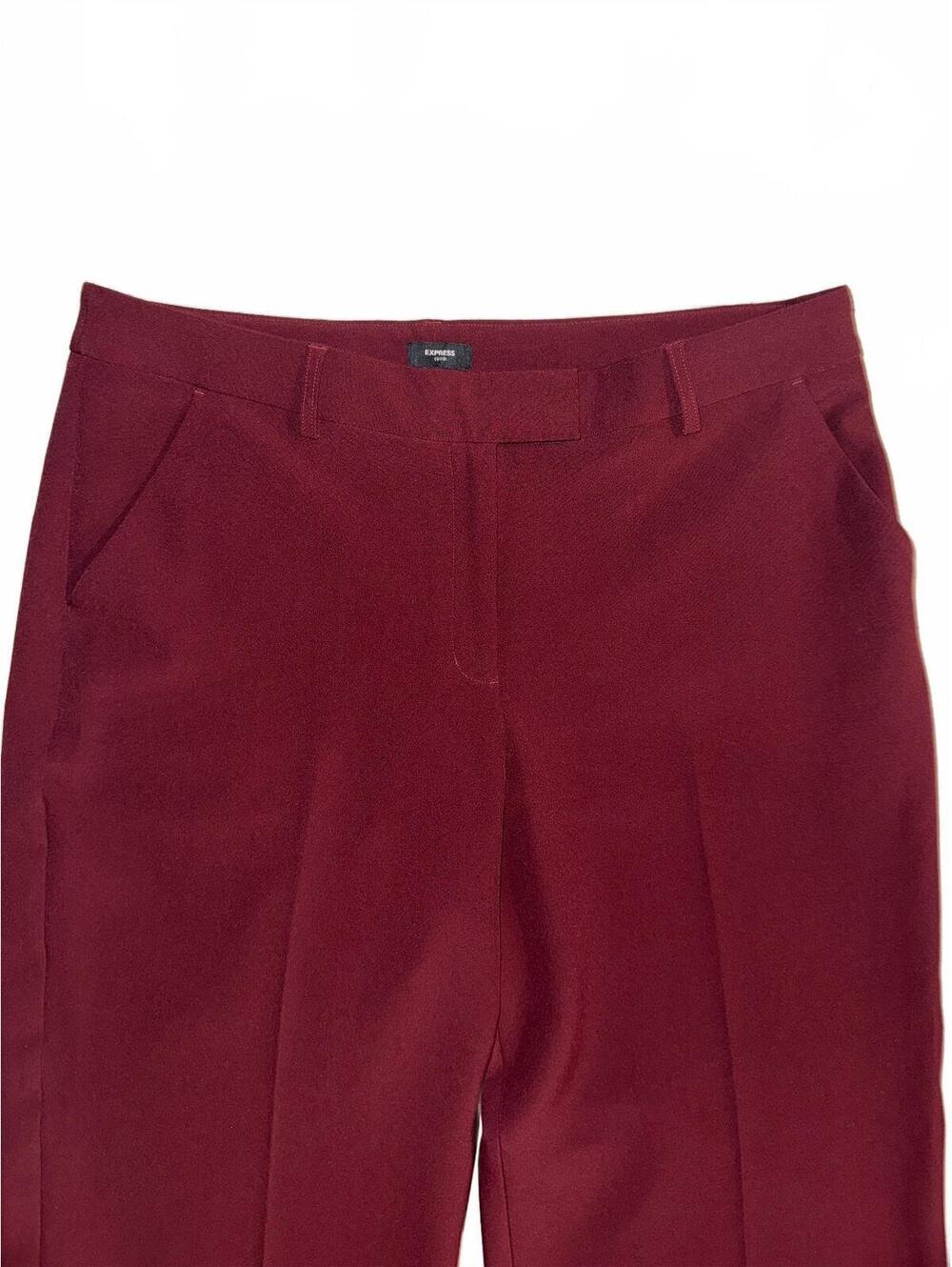 Women’s Express Burgundy Mid Rise Relaxed Trousers Size 14 - Picture 2 of 6